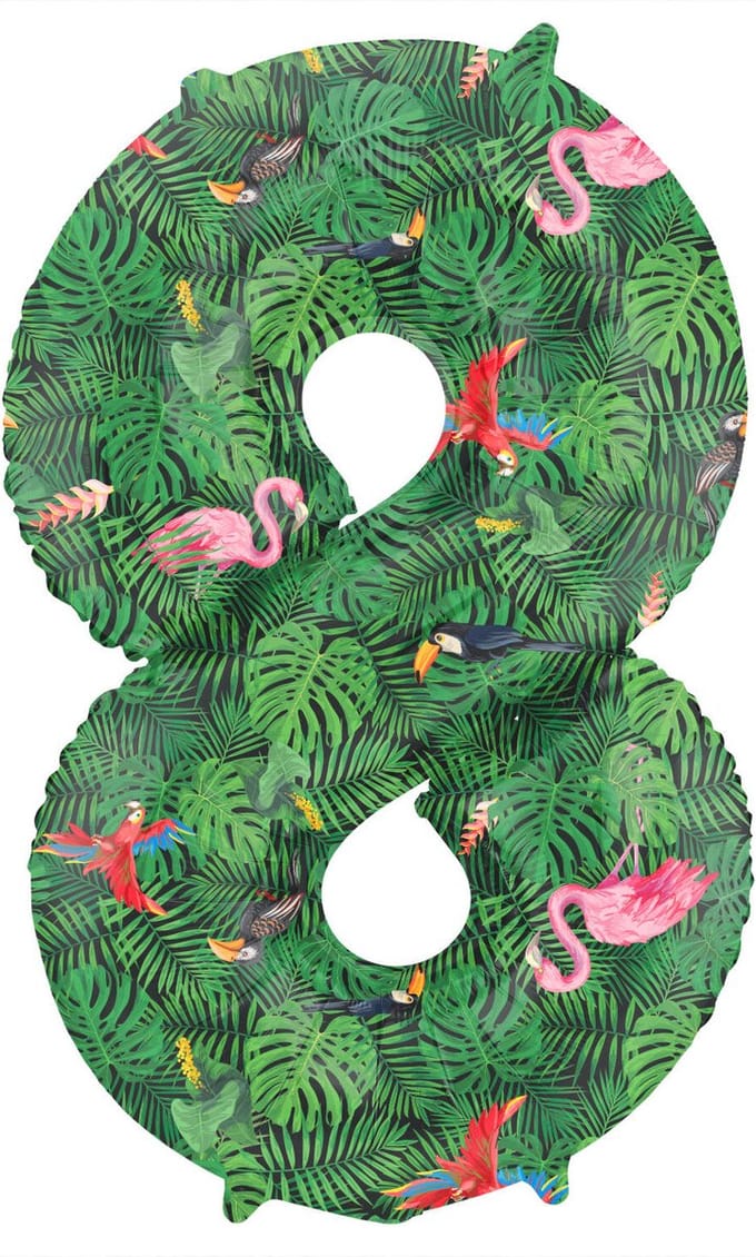 Folieballon Cijfer 8 Jungle Vibe - 86 cm
