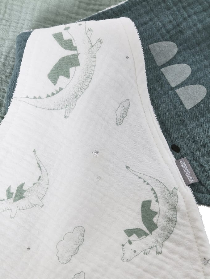 Vertbaudet Set met 3 slabbetjes van katoengaas