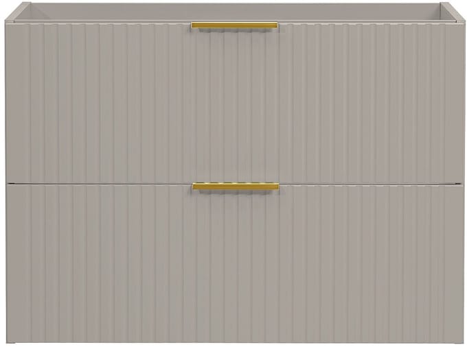 Vente-unique Geribbeld hangmeubel onder wastafel - Beige - L80 cm - ZEVARA