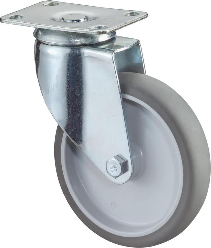 Zwenkwiel 125Mm Rubber Grijs