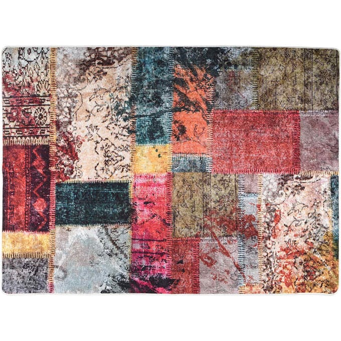 vidaXL - Vloerkleed - wasbaar - patchwork - 120x180 - cm - meerkleurig