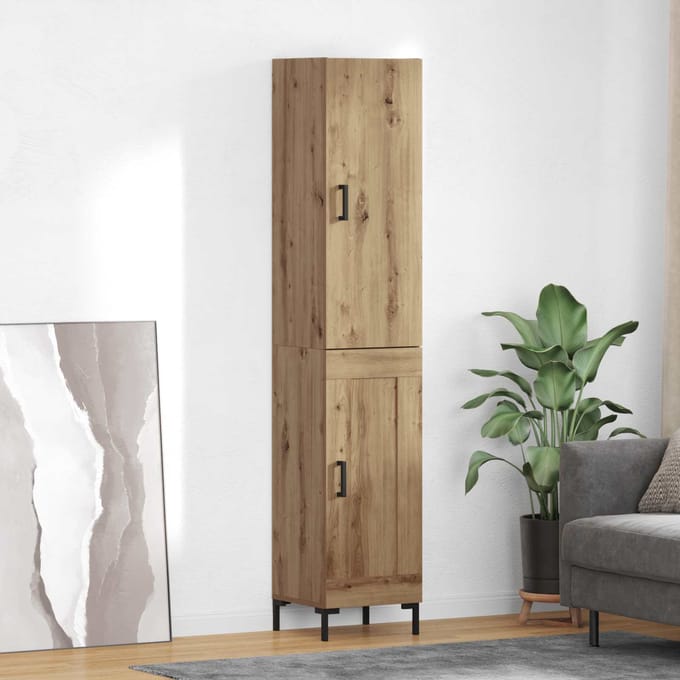 vidaXL - Highboard - Artisan - Eiken - 34,5 - x - 34 - x - 180 - cm - Bewerkt - hout