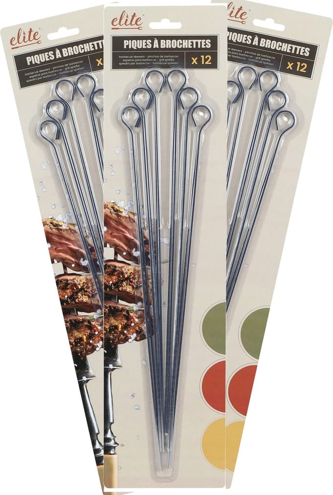 Elite Barbecue spiesen - 36x - van metaal - 44 cm - BBQ vleespennen