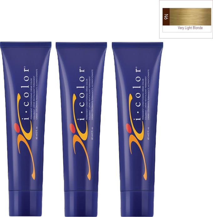 ISO i color Permanent Conditioning Crème Color 60ml 9N (9.0) Very Light Blonde x 3 tubes