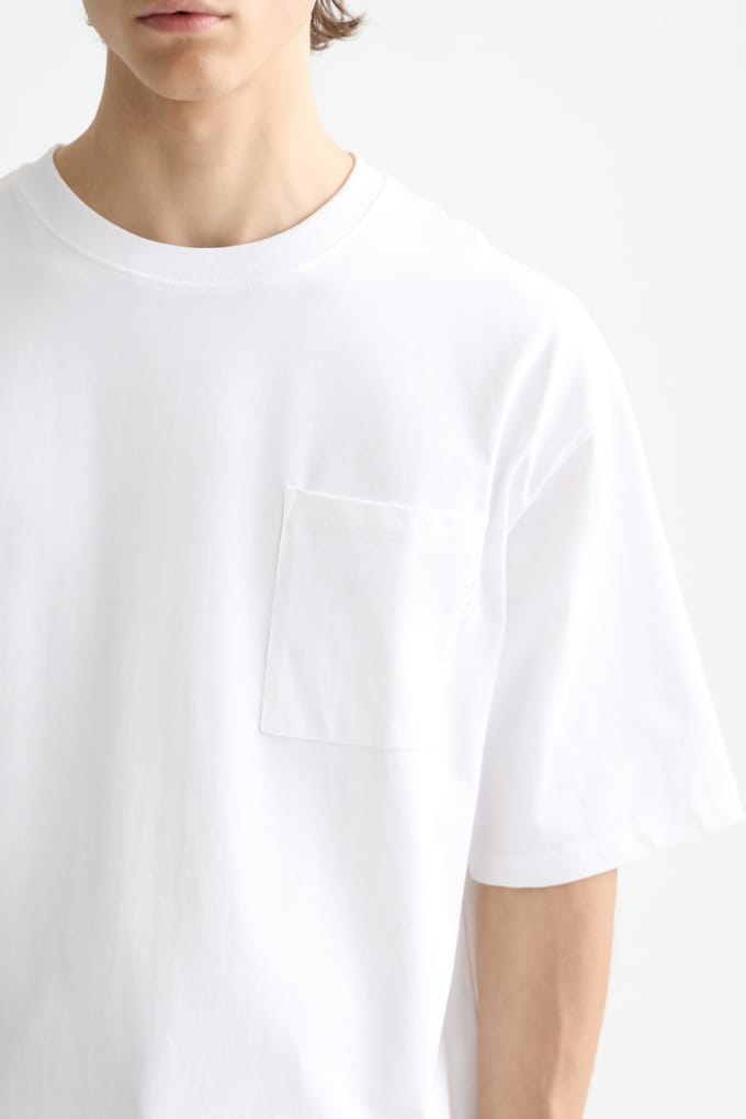 Scotch & Soda Core - 3 Crosses Loose Fit Pocket T-shirt White Größe: M | Basic T-Shirts Outlet | Herren | Weiß