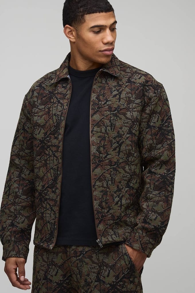 Oversized acidwashed camouflage overshirt | Brown | Size XS