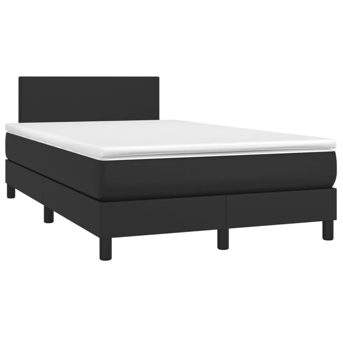 vidaXL - Boxspring - met - matras - en - LED - kunstleer - zwart - 120x200 - cm