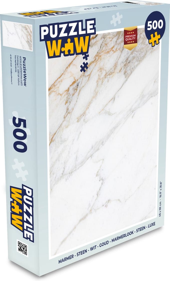 Puzzel Marmer - Steen - Wit - Goud - Marmerlook - Steen - Luxe - Legpuzzel - Puzzel 500 stukjes