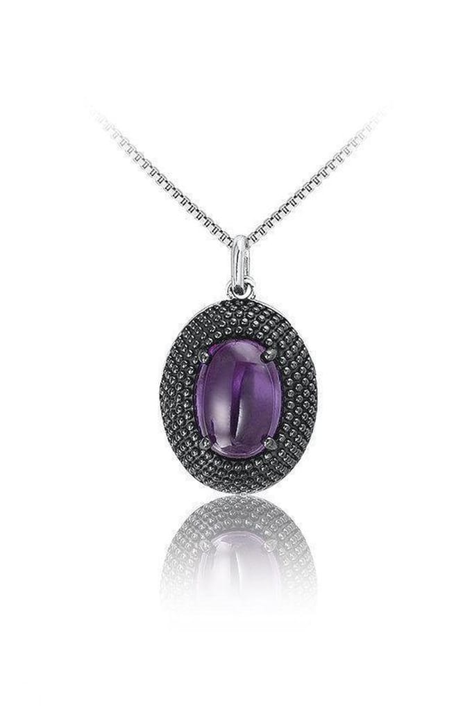 Montebello Ketting Botrypus - 925 Zilver Gerhodineerd - Cabochon Natuursteen - 45cm