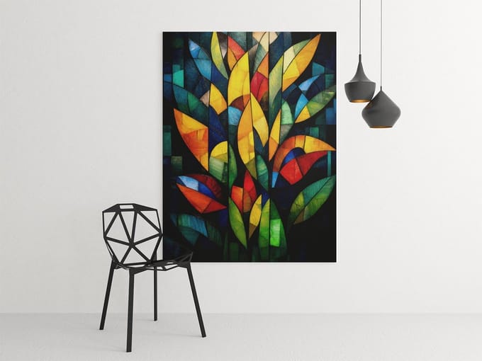Modern Canvas Schilderij Abstracte Bladeren – Luxe Wanddecoratie 100x75 cm