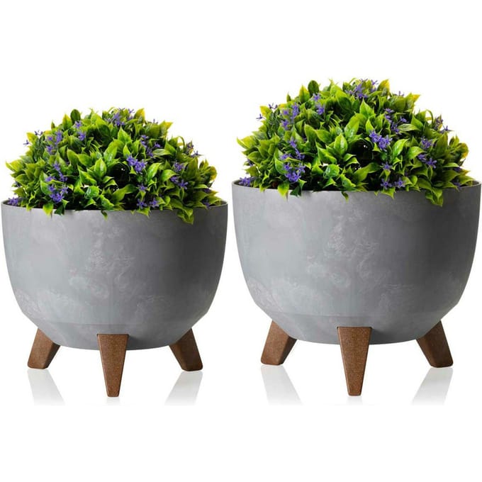 HowHomely Rosa Linea - Bloempot - Grijs Beton - UV-bestendig