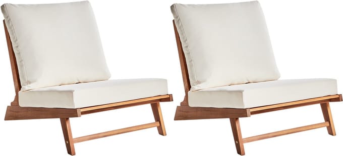 MICCIANO - Tuinstoel set van 2 - Gebroken wit - Acaciahout