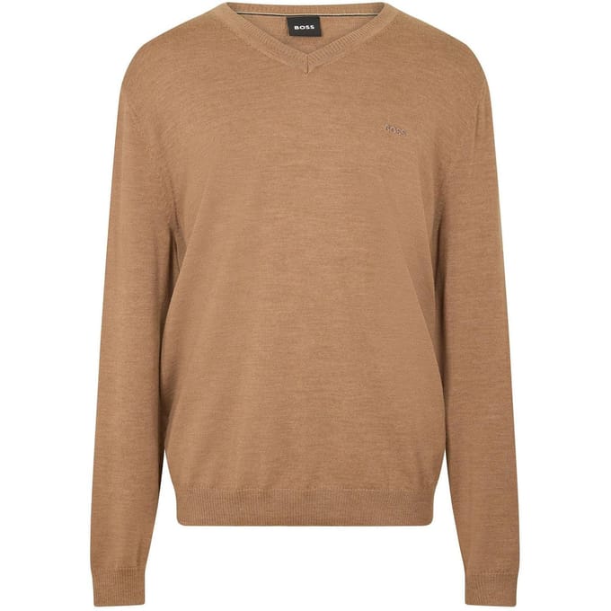 Boss Heren Batisse V Hals Sweater Top (Medium Beige)