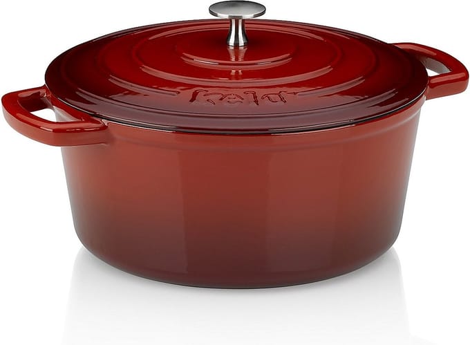 Braadpan Gietijzer Rood, 26 cm - Kela | Calido