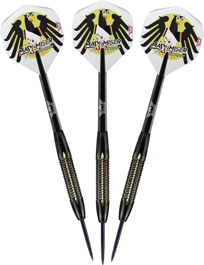 Bull's Max Maximiser Hopp Zwart - Steeltip Brass Dartpijlen - 21 Gram