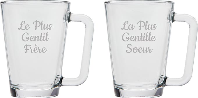 Theeglas gegraveerd - 26cl - Le Plus Gentil Frère & La Plus Gentille Soeur