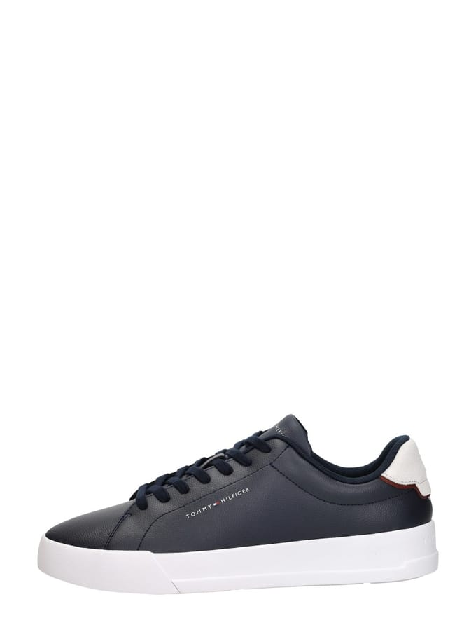 Tommy Hilfiger - Heren Sneakers Court Leather - Blauw - Maat 46