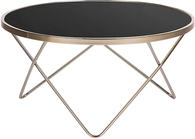 MERIDIAN II - Salontafel - Zwart/Goud - Veiligheidsglas
