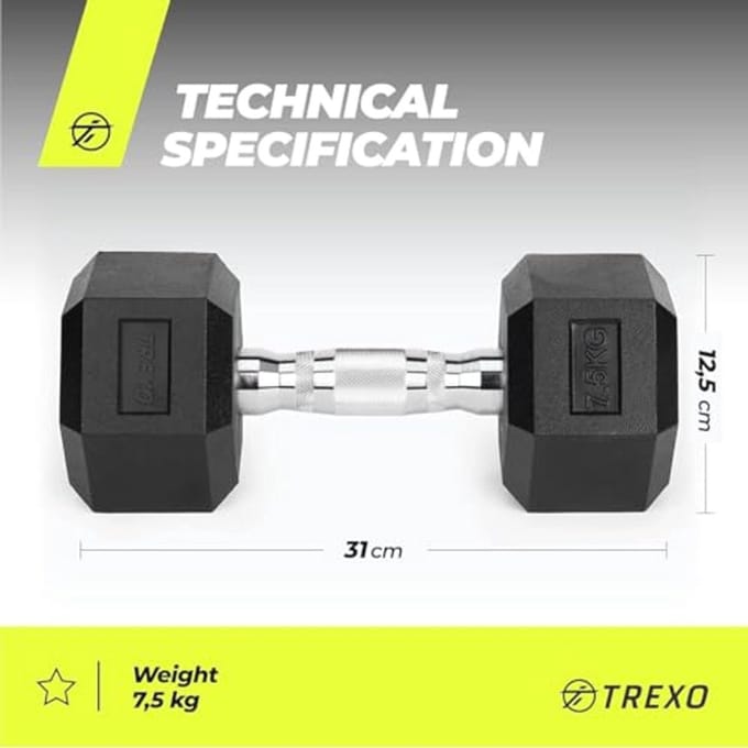 Hexagon Dumbbells 12.5kg - 35kg voor Krachttraining Thuis met Ergonomische Grip