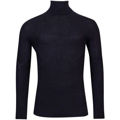 Thomas Maine Trui Merino Col Allover Structure Knit Navy / male