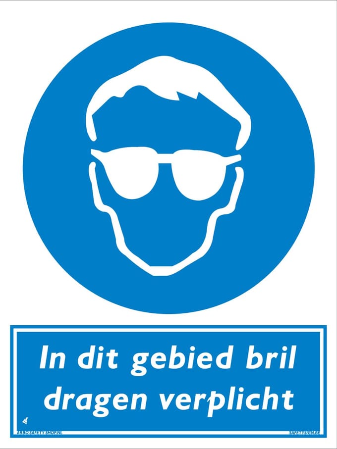In dit gebied bril dragen bord - Forex - 30 x 40 cm