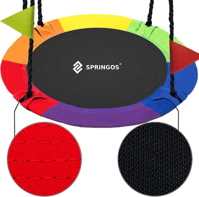 Springos Nestschommel | Kinderschommel | Ø110 CM | Max 150 KG | Meerkleurig