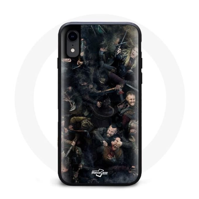 Coque pour Iphone X - Vikings - Teaser Saison 6 - Affiche Personnages - Plastique - Noir