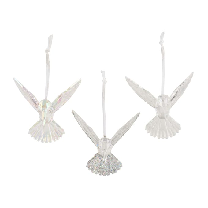 Kolibrie polystyreen transparent, iris, transpa  with glitter 3ass