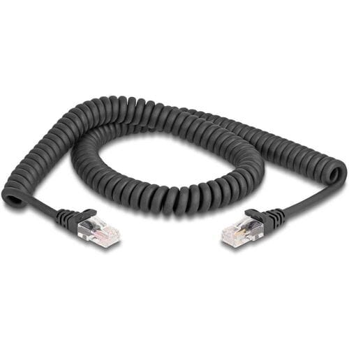 Delock 87993 RJ45 Netwerkkabel, patchkabel CAT 5e 2.00 m Zwart Spiraalkabel 1 stuk(s)