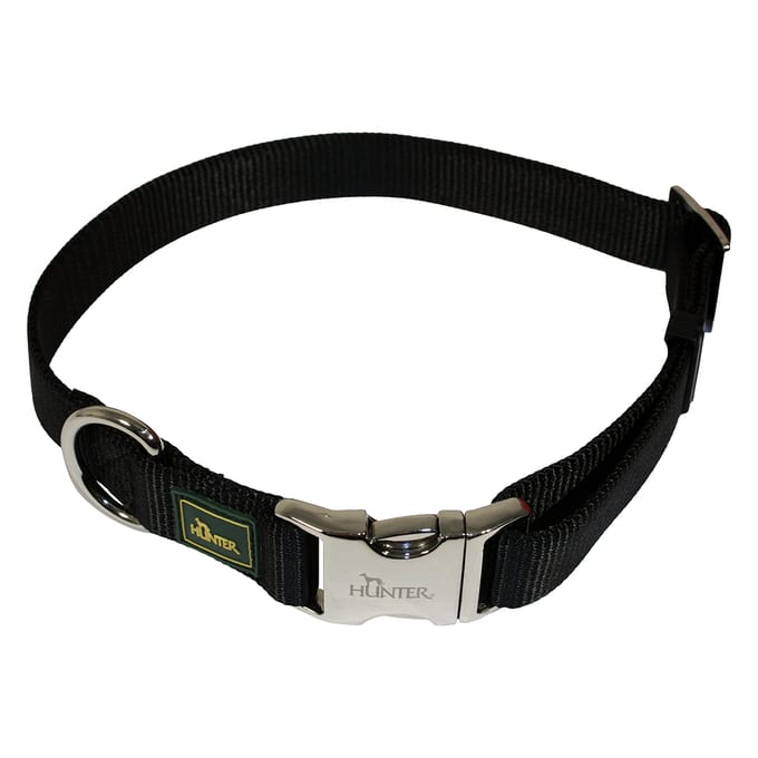 Hunter Vario Basic Alu-Strong Hondenhalsband - 45-65 cm - Nylon - Zwart