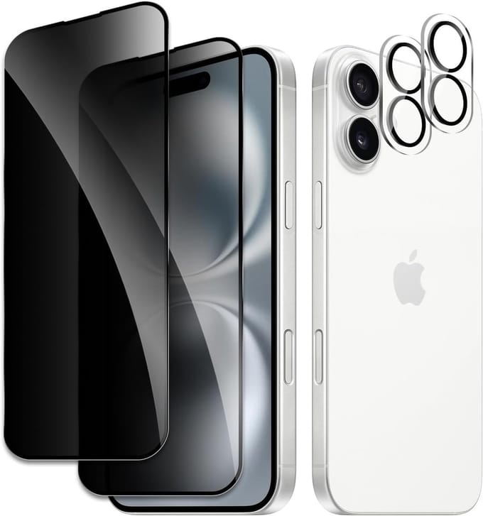 Privacy screenprotector Geschikt voor iPhone 17 screenprotector Privacy Met iPhone 17 camera lens - Complete bescherming voor iPhone 17 – scherm en camera in één set - 2X