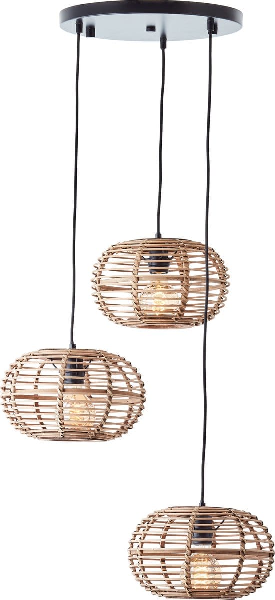 Brilliant Woodball - Hanglamp - E27 max 3x60W - Rotan