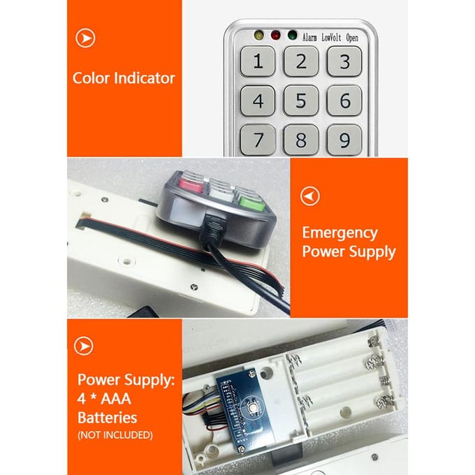 Verrouillage électronique du clavier pour armoire, indépendant et ouvert, double Modes de fonctionnement, indicateur à 3 couleurs argenté