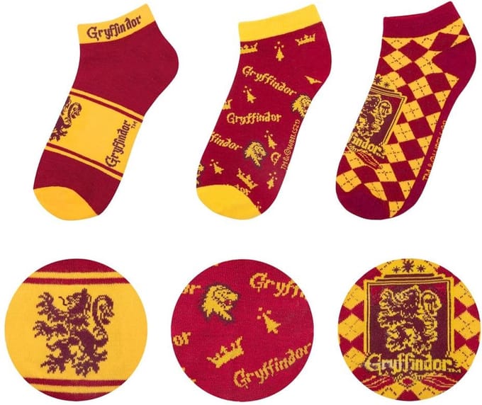 Cinereplicas Harry Potter - Gryffindor Enkelsokken - Set van 3 - Rood/Geel