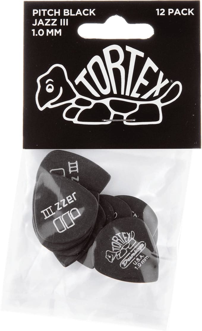 Jim Dunlop Tortex - Plectrums - Standard Jazz III - 1,00 mm - Player's Pack 12 Stuks