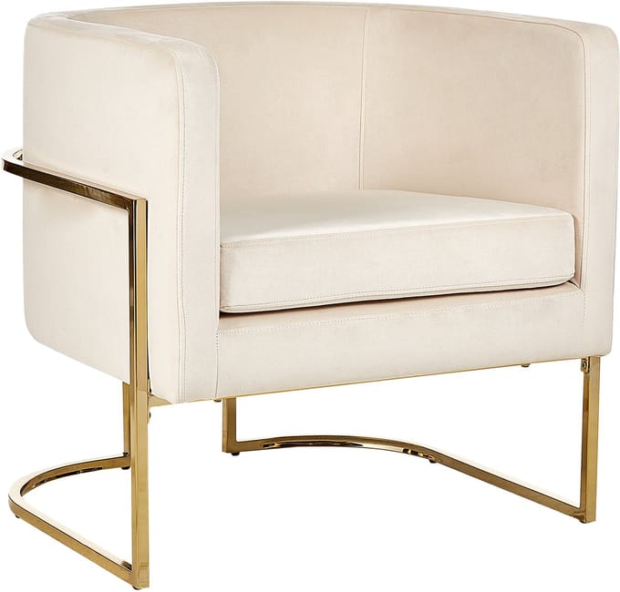 SIRKKA - Fauteuil - Lichtbeige - Fluweel