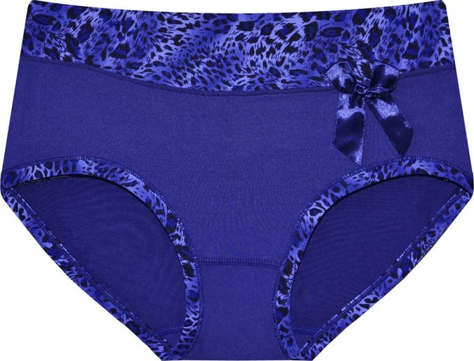 Dames slips 3 pack met panterprint randje paars XXL