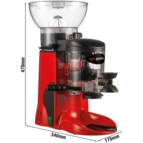 GGM Gastro Kaffeemühle - 1kg - 77dB - Mit Dosierer - Rot Rood