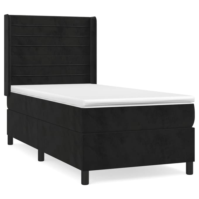 vidaXL - Boxspring - met - matras - fluweel - zwart - 90x190 - cm