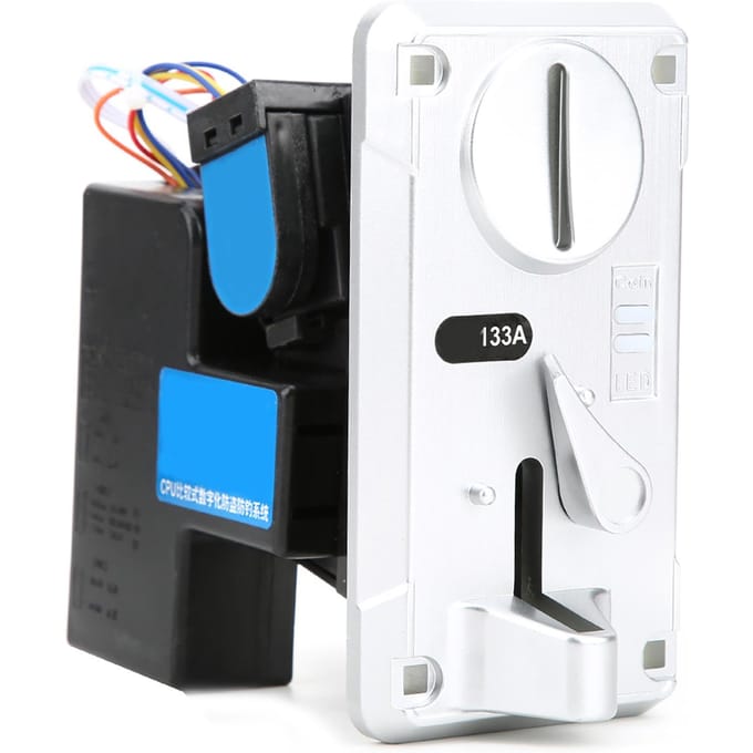 Vergelijkende Muntselector Box Acceptor CPU met LED-licht Klapdeksel voor Speelautomaat Zilver black