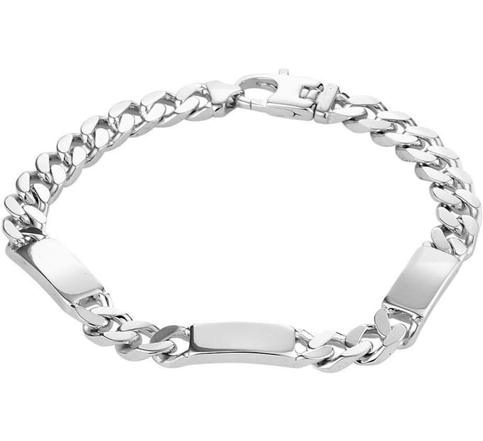 Zilver Gerhodineerde Graveerarmband plaat 7 1332226 20 cm