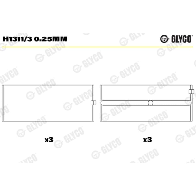 Krukaslagerset GLYCO H1311/3 0.25mm