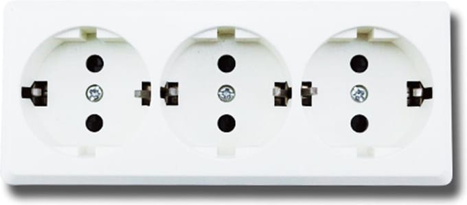 Wandcontactdoos - Opbouw - 3-voudig - Randaarde - Wit