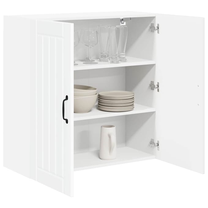 vidaXL - Wandkast - LUCCA - Hoogglans - Wit - 80 - x - 31 - x - 80 - cm - Bewerkt - hout