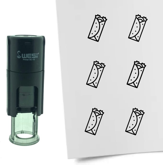CombiCraft Stempel Burrito 10mm rond - zwarte inkt