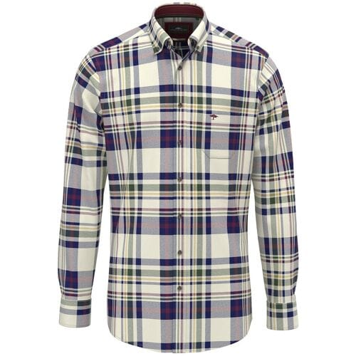 Fynch-Hatton Overhemd Colorful Multi Check Button-Down Deep Merlot-Multi / male