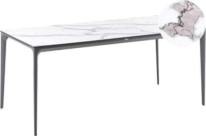 SOVARETO - Tuintafel - Donkergrijs/Wit - HPL/Aluminium/marmer