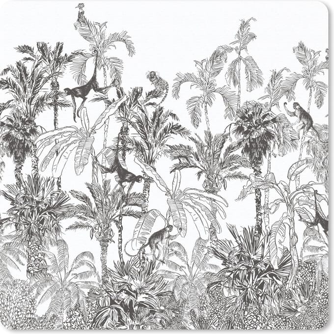Muismat 20x20 cm - Mousepad Jungle - Dieren - Zwart - Wit - Muismatten