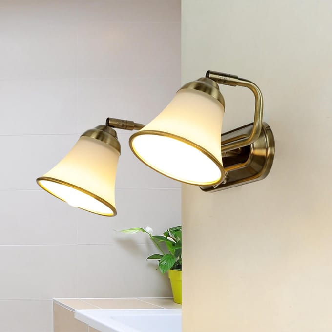 Licht-Erlebnisse - Grando - Wandlamp - E14 - van - Metaal glas - in - Brons wit