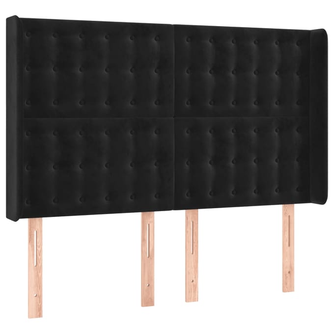 vidaXL - Hoofdbord - LED - 147x16x118/128 - cm - fluweel - zwart
